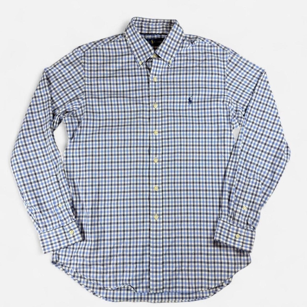 Polo Ralph Lauren Performance Blue Oxford Gingham Button Down Shirt Sz L